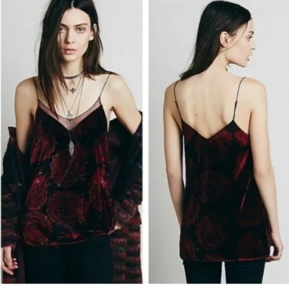 Women's Red Velvet Camisole Top